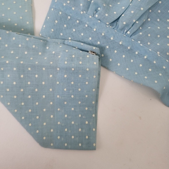 70's Baby Blue Maxi Dress Bolero Cardigan Halter High Neck Ruffles Floor Length - Picture 15 of 16